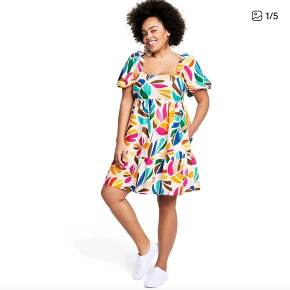Target X Tabitha Brown Puff Sleeve Dress - Multicolor - Picture 3 of 7
